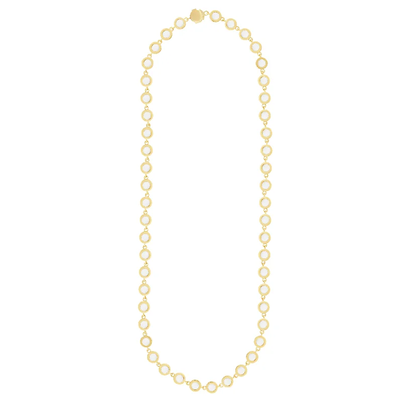 Double Chain Necklaces-Mother of Pearl Gold Link Necklace