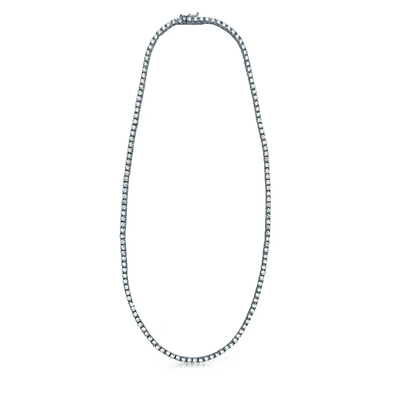 Silver Chain Necklaces-16" Round Diamond Tennis Necklace