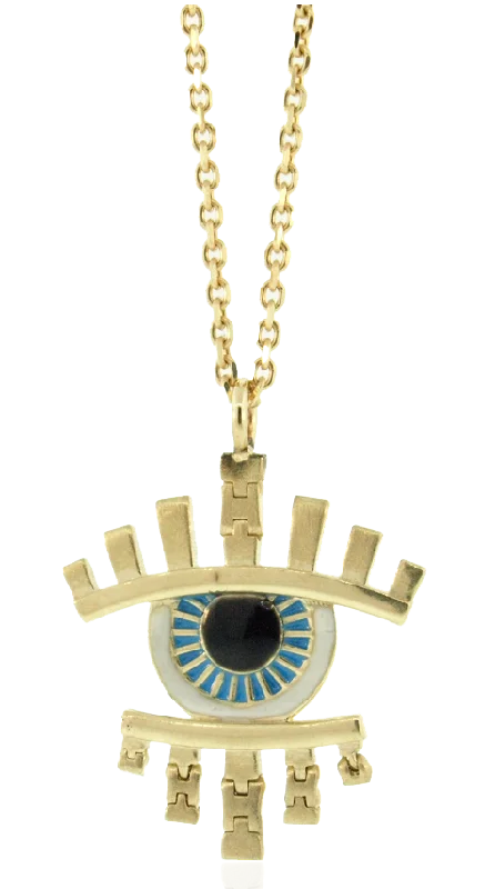 Adjustable Necklaces-Enameled Eye Pendant Necklace