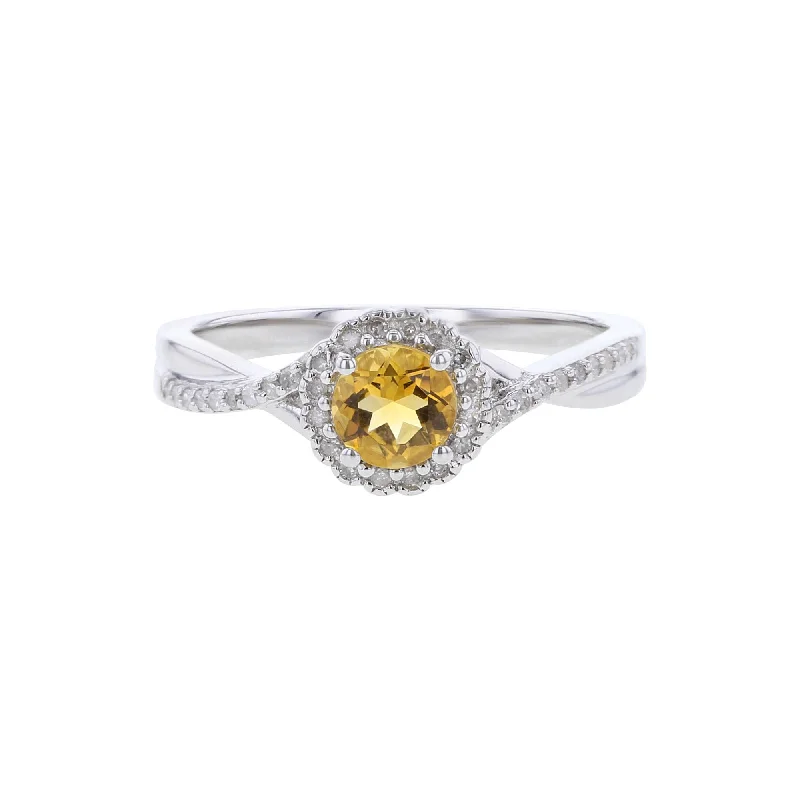 Custom Stackable Wedding Rings-Silver Sweet Treat Citrine & Diamond Ring