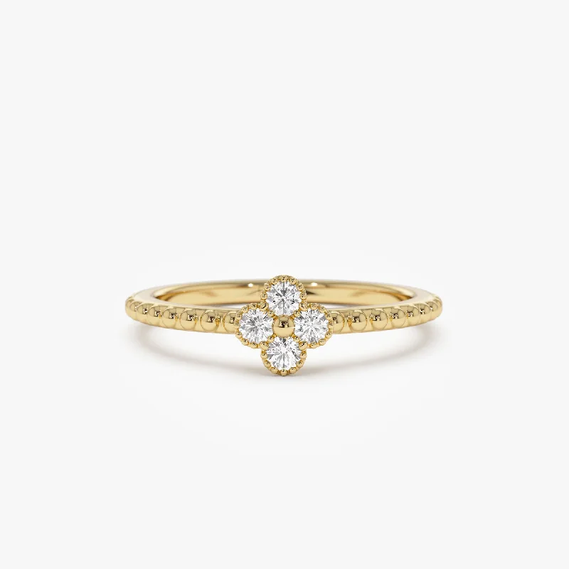 Custom Matching Engagement Rings-14k Diamond Clover Ring