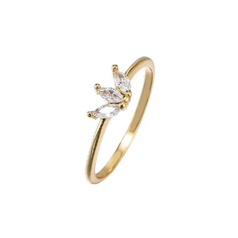 Luxury Wedding Bands with Diamonds-CZ Flower Ring