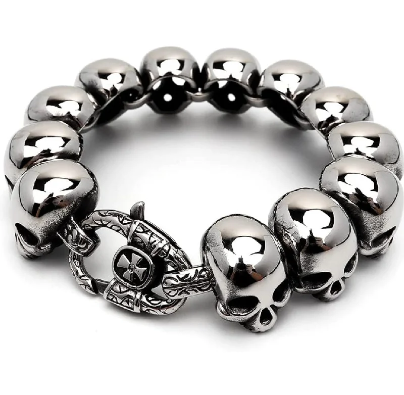 Matching Bracelets for Best Friends-Stainless Steel 23mm Skull Head Bracelet