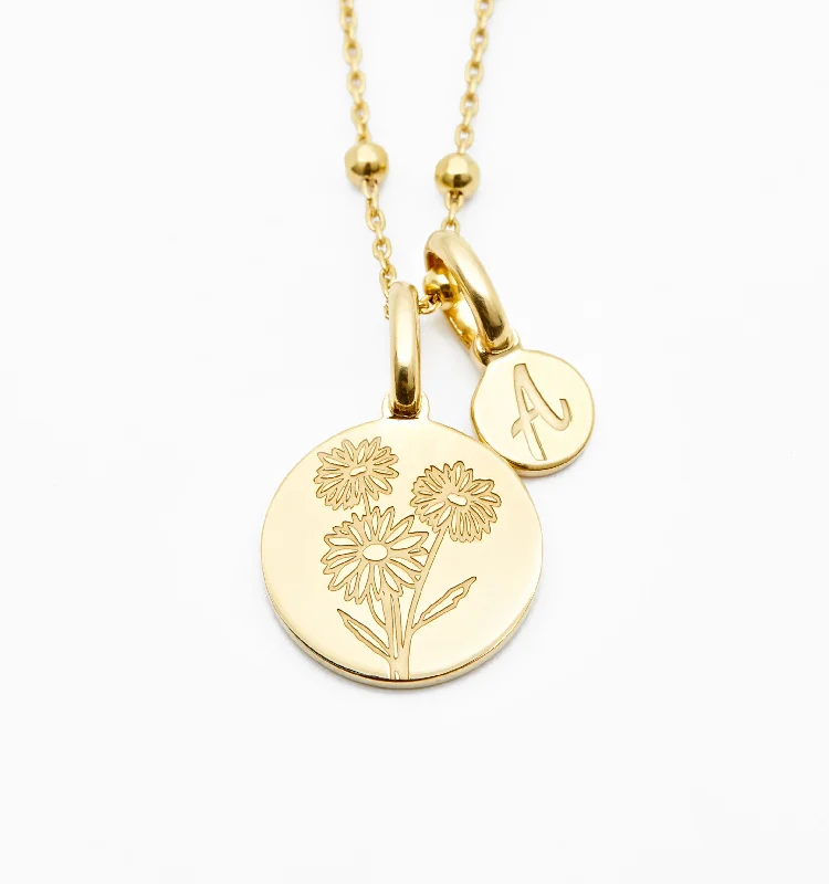 Trendy Necklaces-Daisy Initial Necklace - April Flower