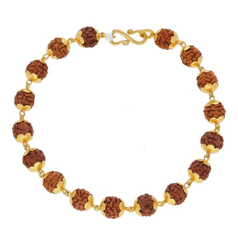 Boho Style Bracelets for Women-22K Yellow Gold Men Rudraksha Bracelet