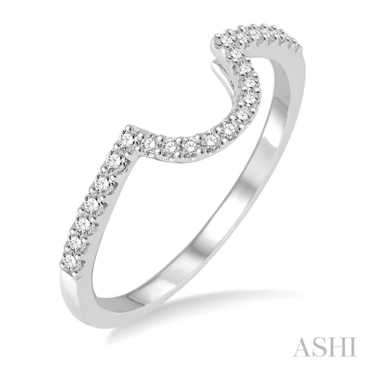 Stackable Diamond Rings-1/5 Ctw Round Cut Diamond Wedding Band in 14K White Gold