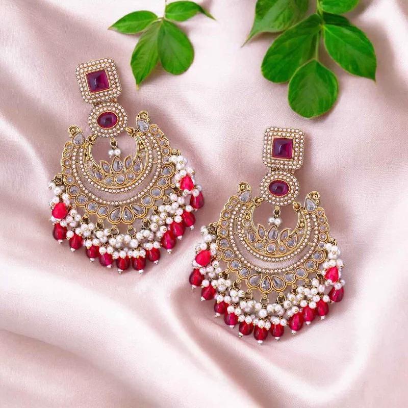 Large Drop Gemstone Earrings-Rani Aafsha Chandbalis