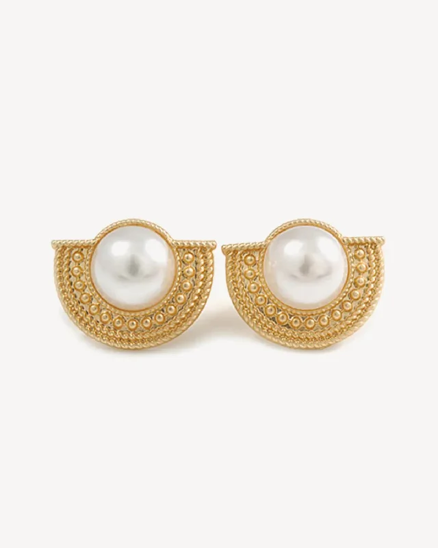 Large Pearl Earrings-Star Ring Pearl Shine