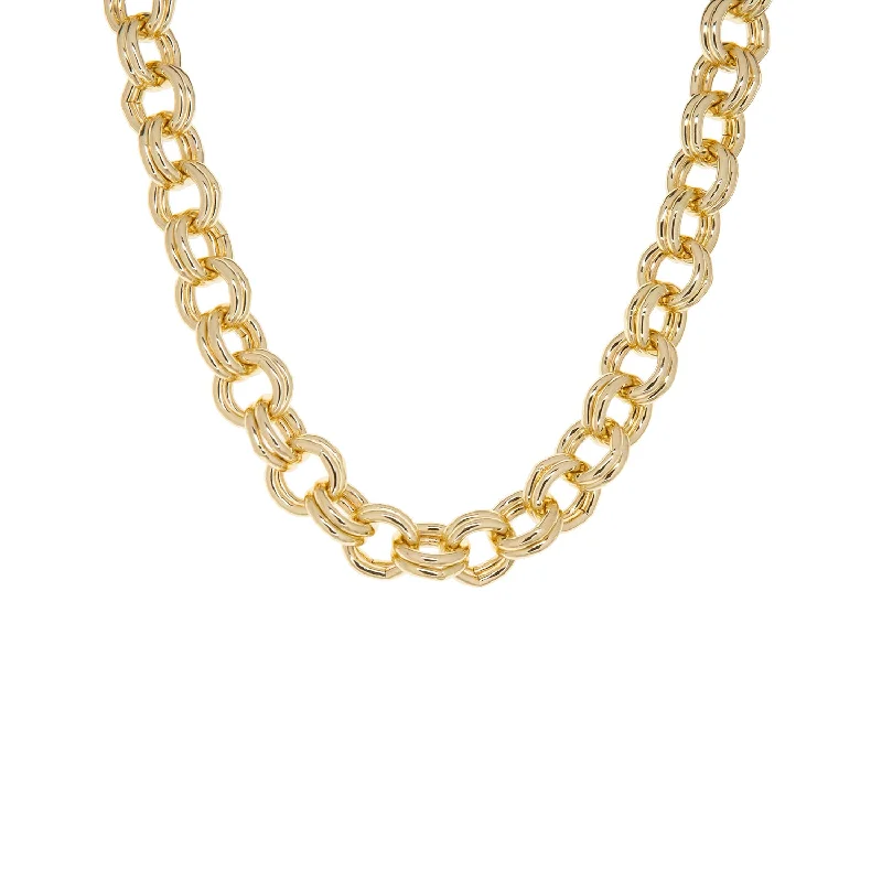 Luxury Gold Necklaces-double round link chain necklace