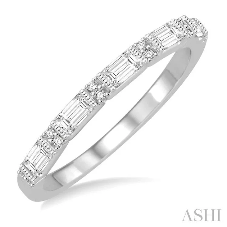 Custom Women’s Diamond Rings-1/3 Ctw Diamond Wedding Band in 14K White Gold