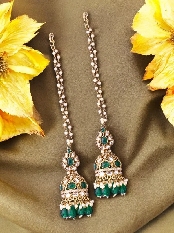 Elegant Gemstone Earrings-Emerald Gita Sahara Jhumkis