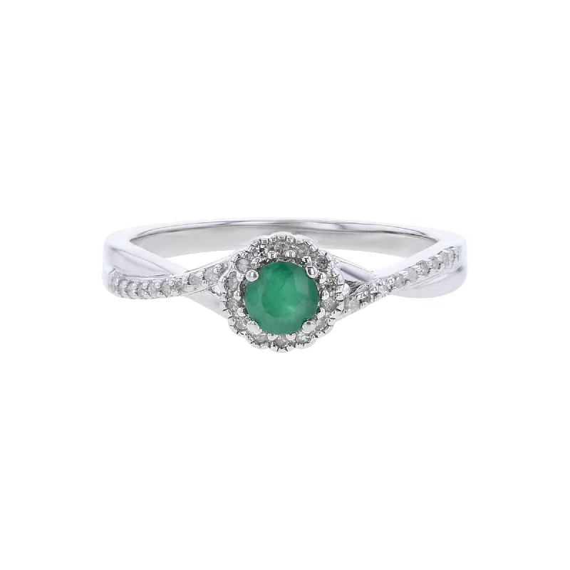 Luxury Gemstone Rings for Men-Silver Sweet Treat Emerald & Diamond Ring