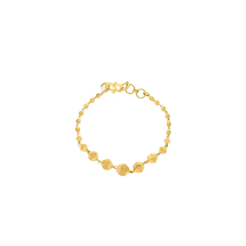 Adjustable Silver Bracelets for Men-22K Yellow Gold Alluring Link peace Baby Bracelet W/ Gold-ball Design, 4.4 grams