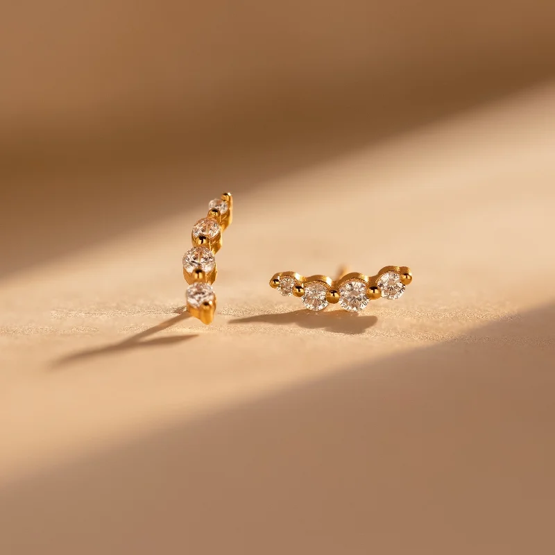 Modern Gemstone Earrings-Tiny Diamond Climbers