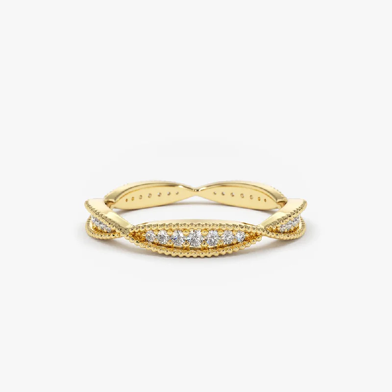 Luxury Gemstone Rings for Men-14K Gold Art Deco Graduating Diamond Full Eternity Ring