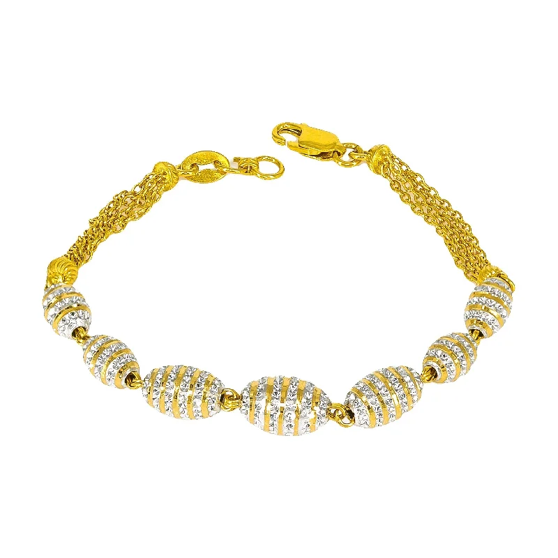 Multi-layered Bracelets for Women-22K Multitone Gold Beaded Chain Bracelet