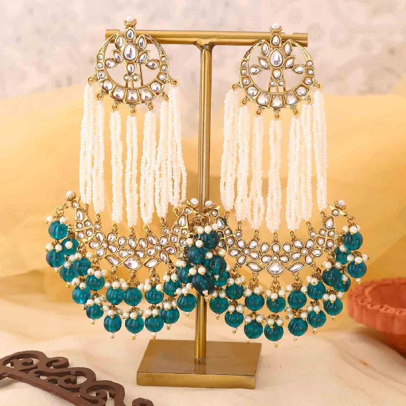 Sparkling Drop Earrings-Emerald Rashika Chandbalis