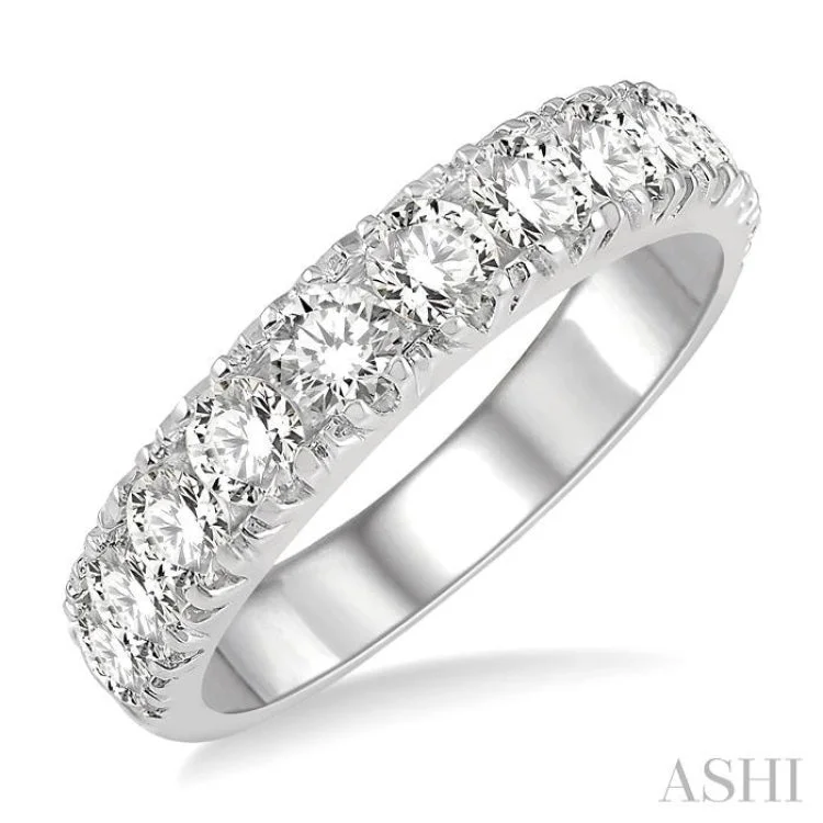 Custom Made Men’s Wedding Bands-2 ctw 11 Stone Round Cut Diamond Wedding Band in 14K White Gold