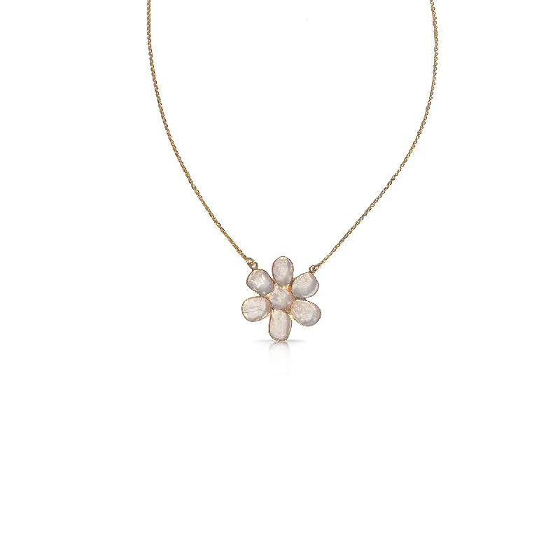 Creative Necklaces-14k Sliced Diamond Flower Necklace