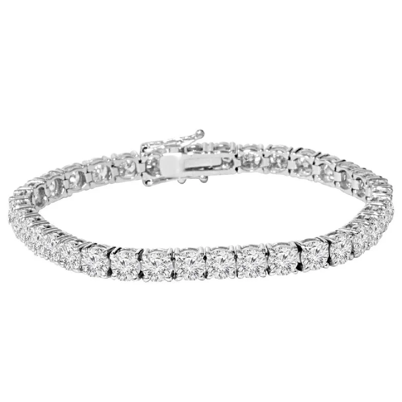 Unique Beaded Bracelets for Men-14K WG 9.02 Ct. Lab Grown Diamond Prong Set Tennis Bracelet 7”