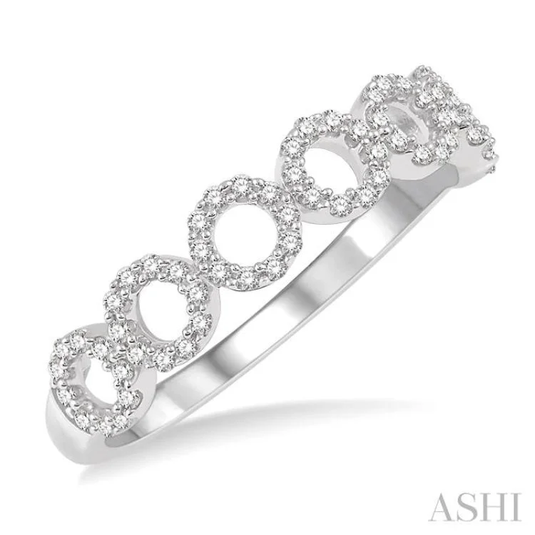 Affordable Engagement Ring Designs-1/4 Ctw Circular Row Round Cut Diamond Stackable Band in 10K White Gold