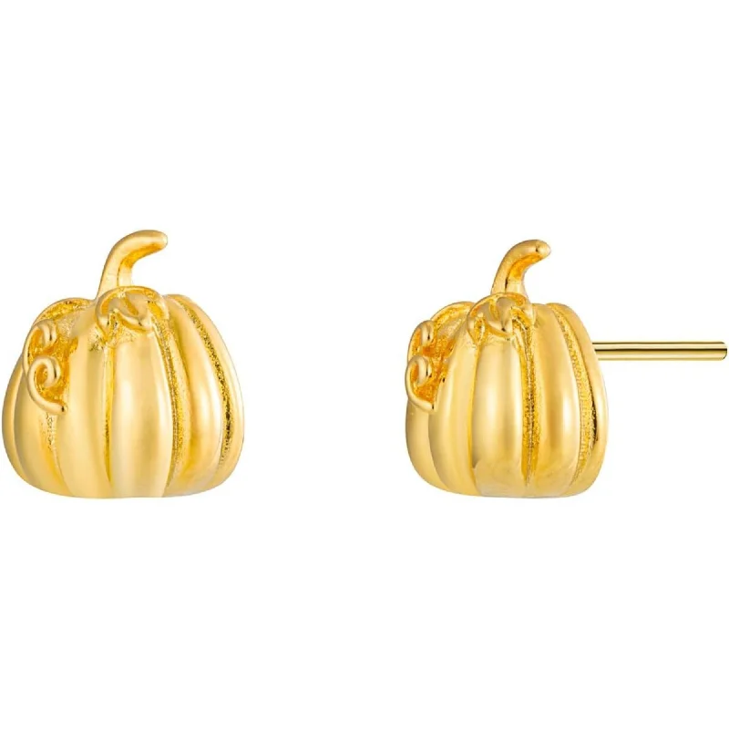 Customizable Hoop Earrings-2D Autumn Gold Pumpkin Stud Earrings