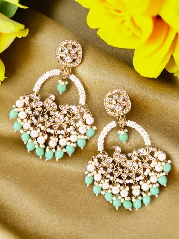 Designer Drop Earrings-Mint Nishi chandbalis