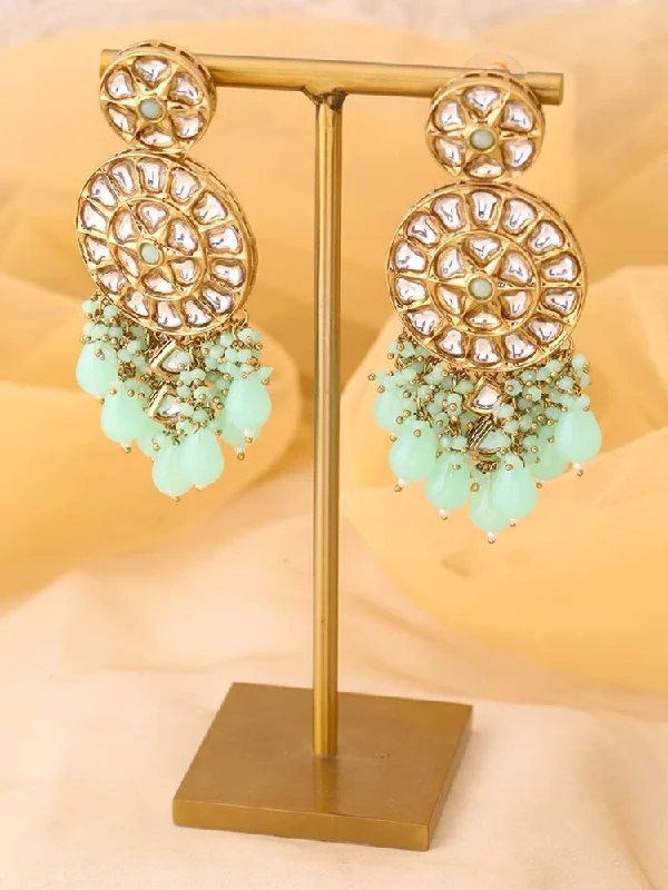 Large Gemstone Earrings for Women-Mint Rachna Chandbalis