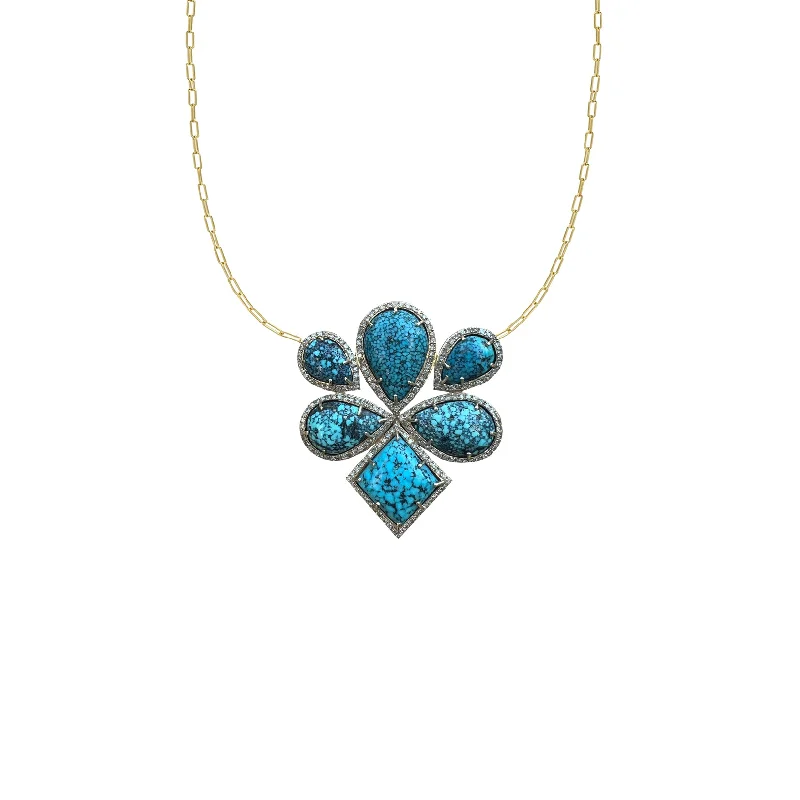 Boho Chic Necklaces-14k Free Form Kingman Turquoise Necklace