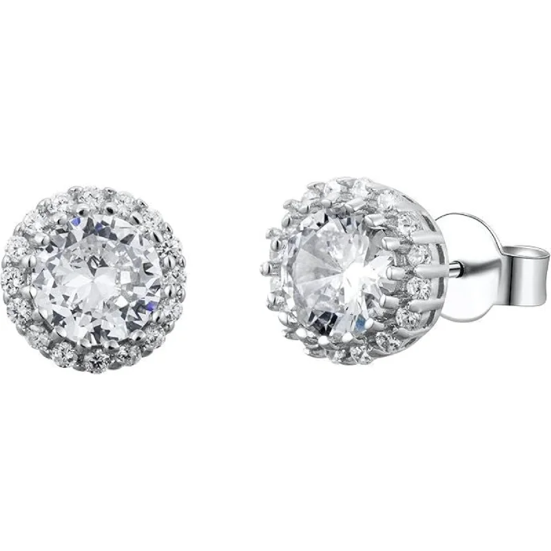 Luxury Hoop Earrings-Dazzling Round Cubic Zirconia Stud Earrings