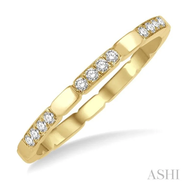 Luxury Promise Rings for Women-1/10 ctw Round Cut Diamond Block Stackable Ring in 14K Yellow Gold