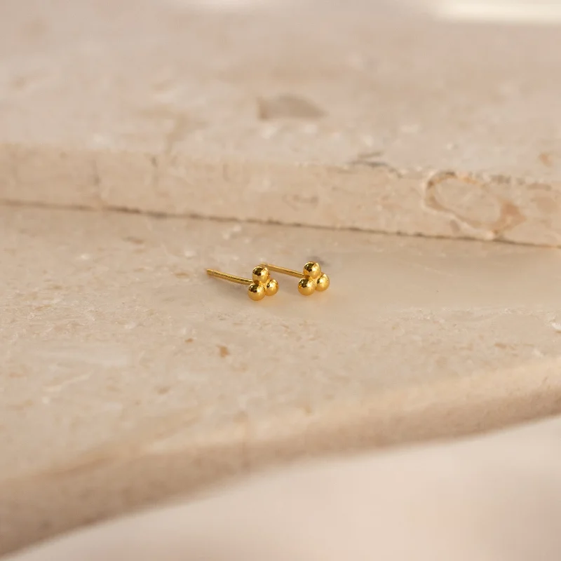 Custom Gold Drop Earrings-Trio Sphere Studs