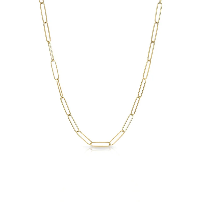 Lotus Necklaces-14k Elongated Paperclip Chain