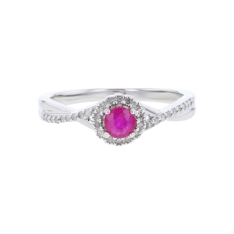 Adjustable Wedding Ring Bands-Silver Sweet Treat Ruby & Diamond Ring