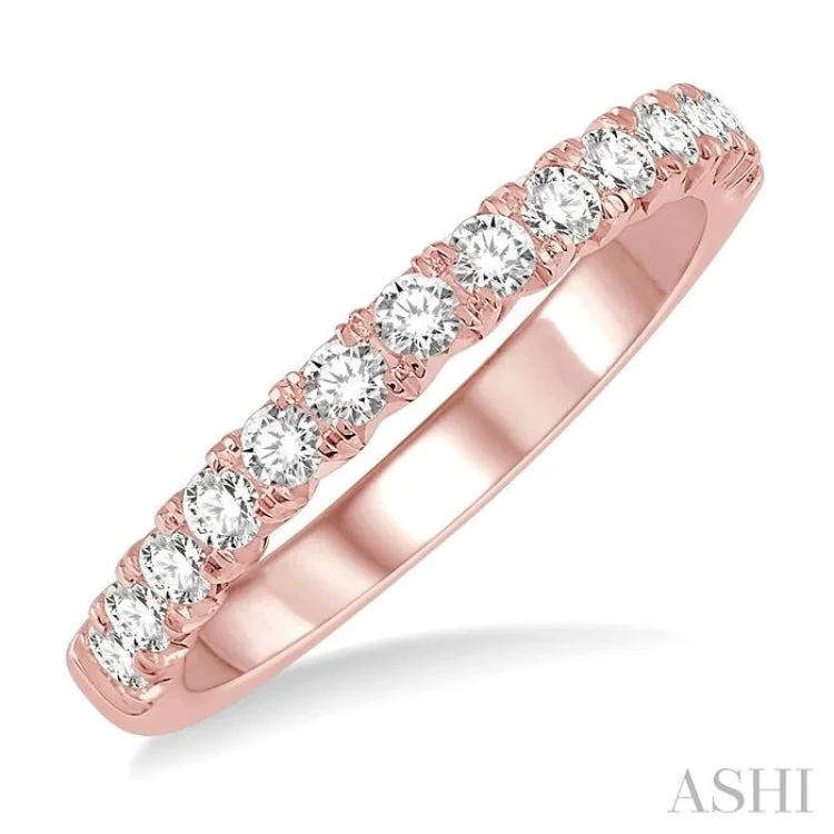 Men’s Custom Promise Wedding Rings-1/2 ctw Round Cut Diamond Wedding Band in 14K Rose Gold