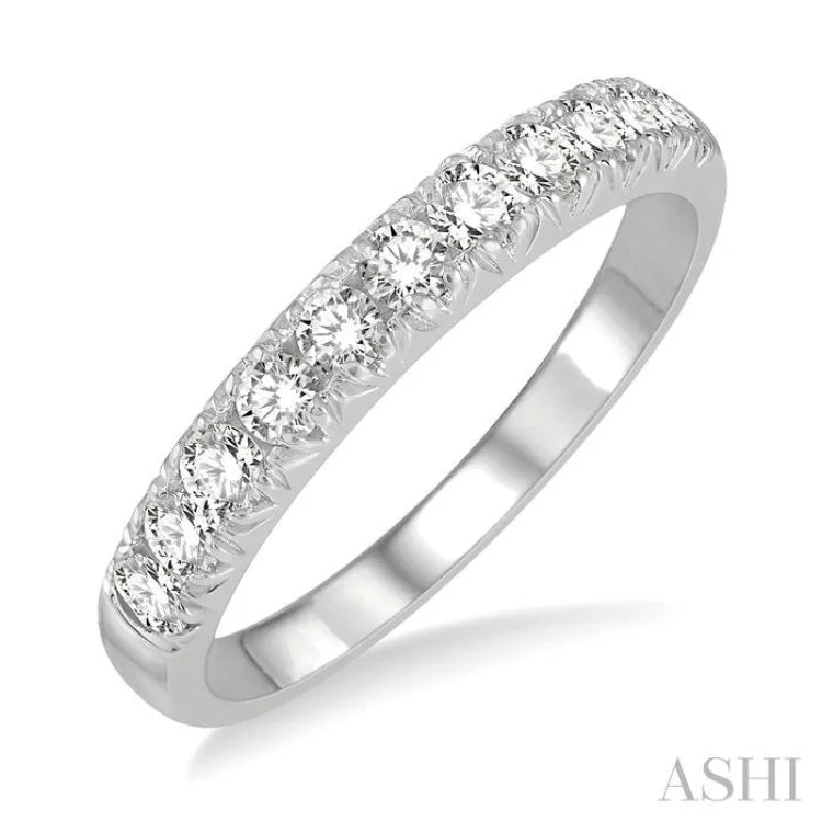 Vintage Custom Wedding Rings-1/2 ctw 11 Stone Round Cut Diamond Wedding Band in 14K White Gold