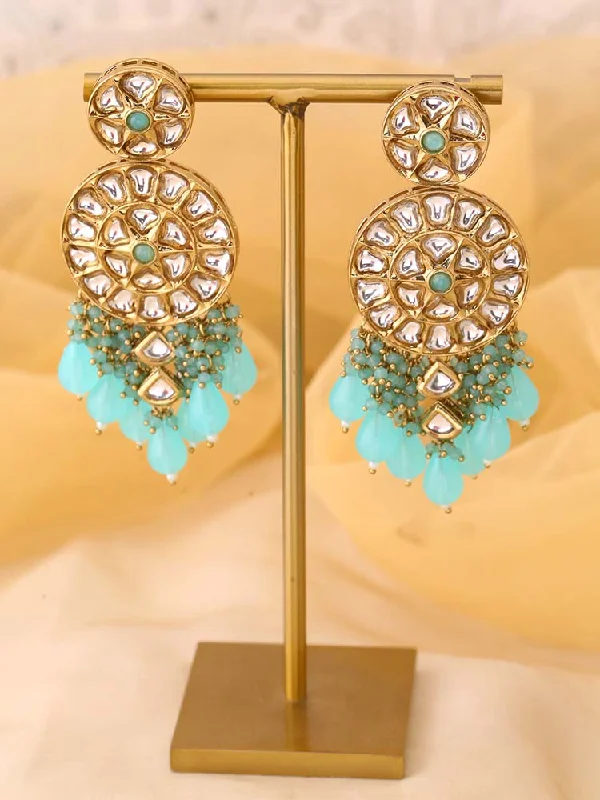 Large Hoop Earrings for Women-Turquoise Rachna Chandbalis