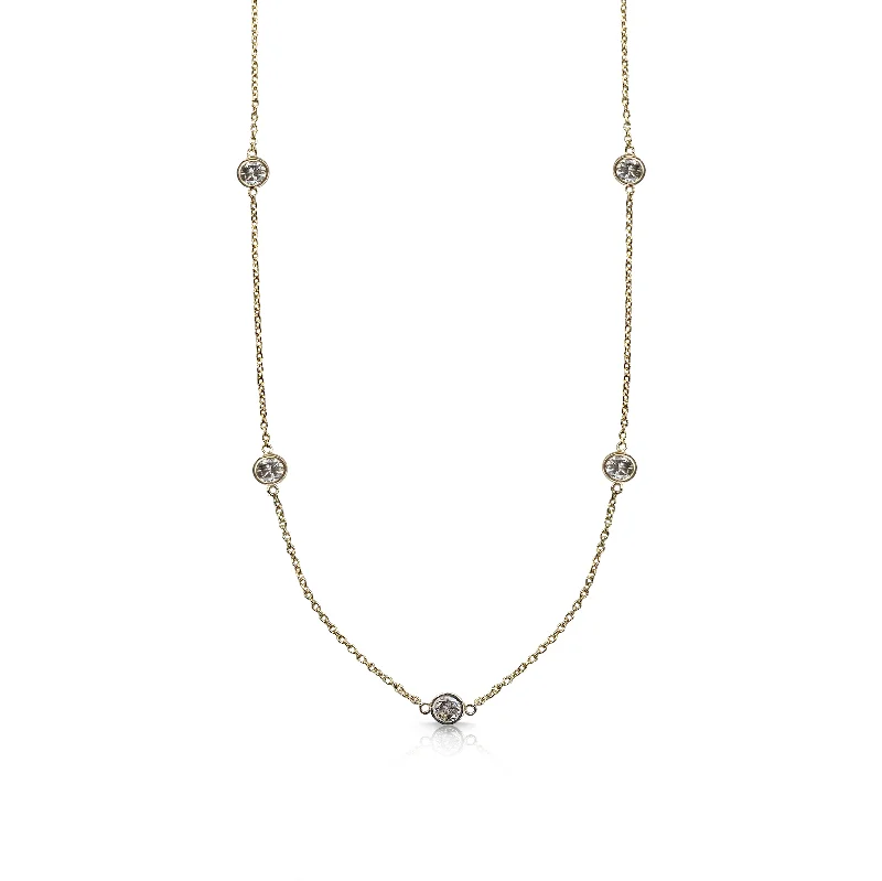 Luxury Gemstone Necklaces-14k Yellow Gold Dainty Diamond Necklace