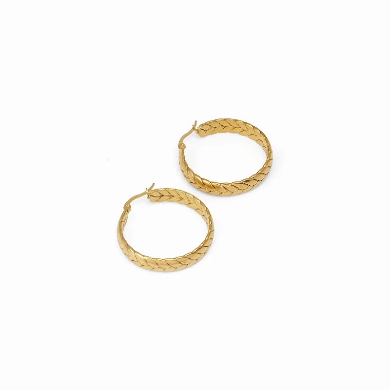 Custom Crystal Hoop Earrings-Woven Hoop Earrings - 18k Gold Plated