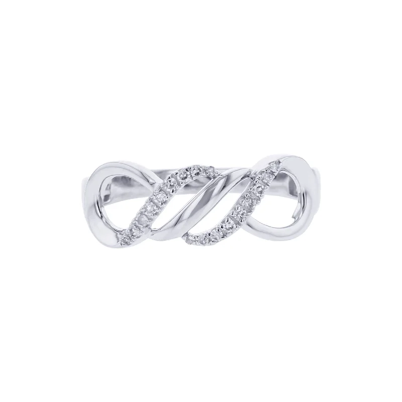 Custom Wedding Bands for Her-Silver Infinite Flourish Diamond Ring