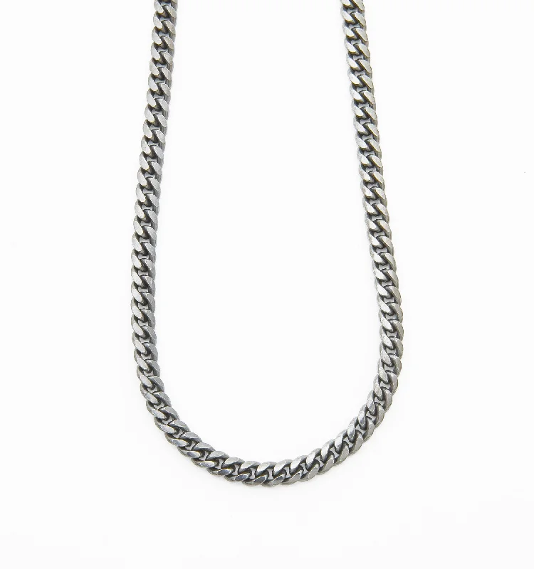 Custom Necklaces-Curb Chain Necklace in Black Rhodium