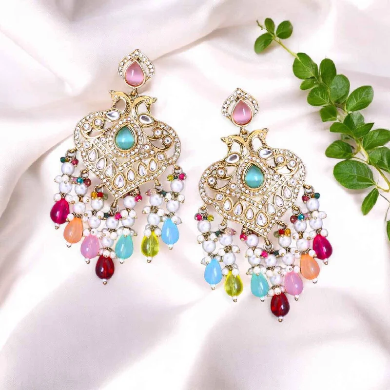 Colorful Drop Stud Earrings-Multicolor Parvika Chandbalis