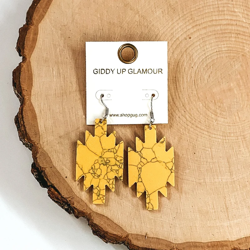 Luxury Gemstone Hoop Earrings-Stone Cold Aztec Cutout Earrings in Yellow