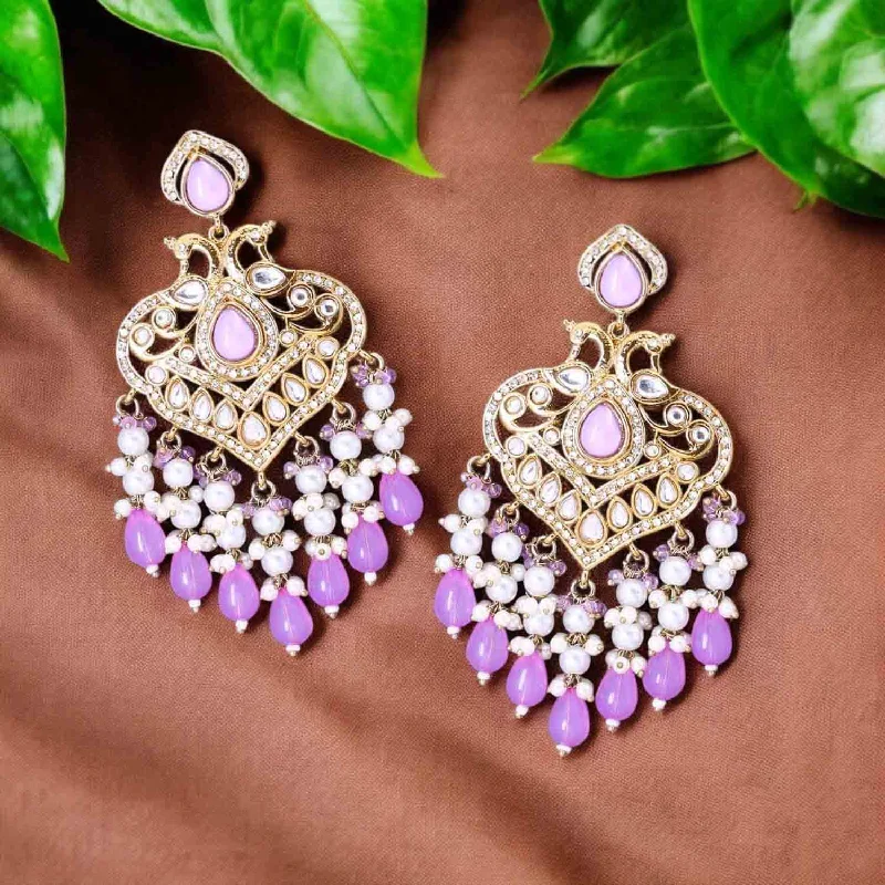 Trendy Silver Hoop Earrings-Purple Parvika Chandbalis