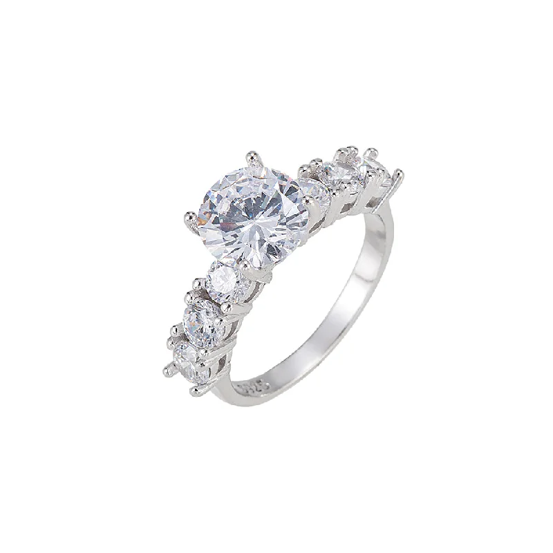 Handmade Promise Engagement Rings-Cubic Zirconia Set Ring