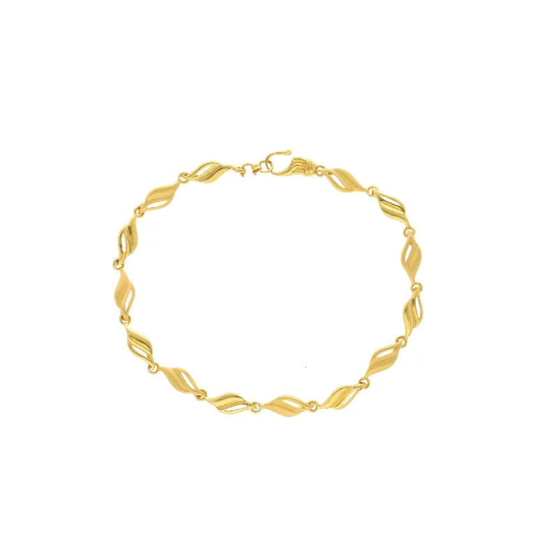 Personalized Couple Bracelets for Him and Her-22K Yellow Gold Dazzling Link Peace Bracelet, 6.2 grams