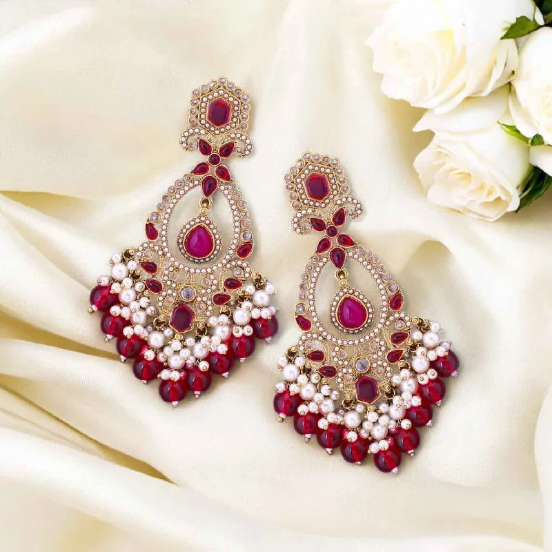 Unique Crystal Earrings-Rani Aamira Danglers