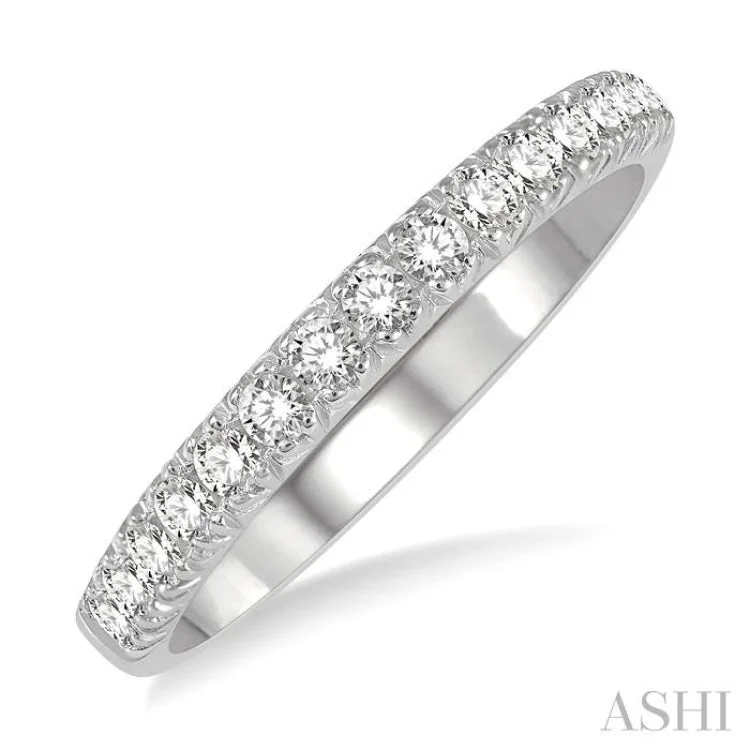 Custom Vintage Promise Rings-1/3 ctw 15Stones Round Cut Diamond Wedding Band in 14K White Gold