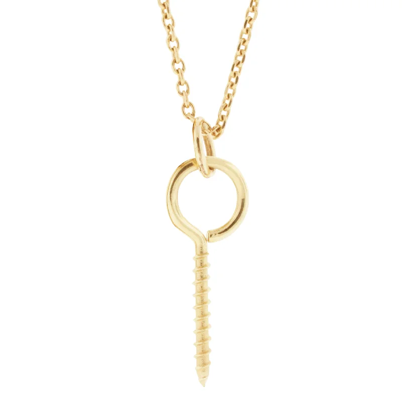 Classy Necklaces-Large Gold Hook Eye Screw Pendant Necklace