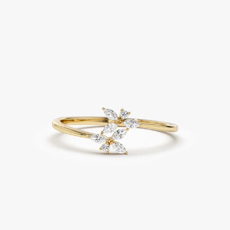 Custom Engagement Rings with Diamond Accents-14k Marquise Diamond Trendy Stackable Ring